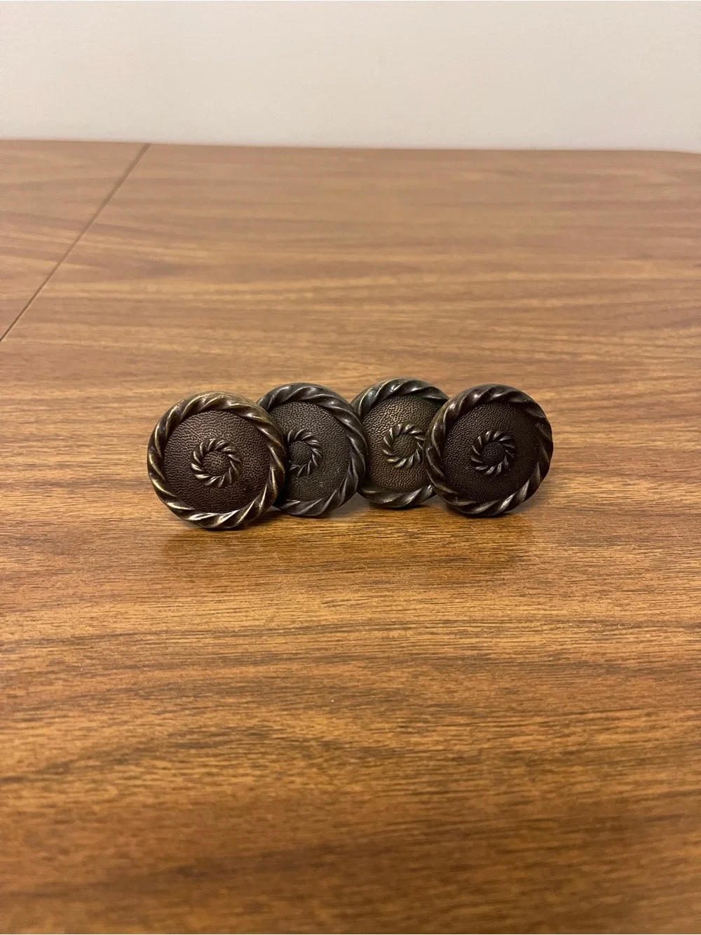 Vintage Round Metal Drawer Pull Cabinet Door Knobs 4 Pack Twist Pattern